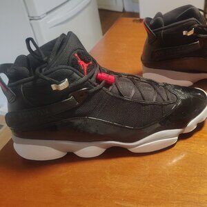 Black and cement red Jordan six rings